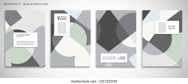 Set of A4 cover, abstract composition. Colorful header design for flyer, book, info banner frame, title sheet. Colored geometric shapes. Modern design. Brochure template layout. Vector illustration