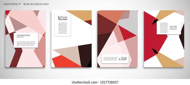 Set of A4 cover, abstract composition. Colorful header design for flyer, book, info banner frame, title sheet. Colored geometric shapes. Modern design. Brochure template layout. Vector illustration