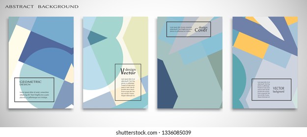 Set of A4 cover, abstract composition. Colorful header design for flyer, book, info banner frame, title sheet. Colored geometric shapes. Modern design. Brochure template layout. Vector illustration