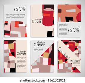 Set of A4 cover, abstract composition. Colorful header design for flyer, book, info banner frame, title sheet. Colored geometric shapes. Modern design. Brochure template layout. Vector illustration