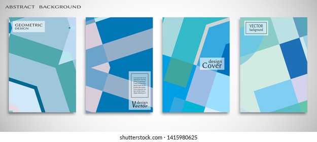 Set of A4 cover, abstract composition. Colorful header design for flyer, book, info banner frame, title sheet. Colored geometric shapes. Modern design. Brochure template layout. Vector illustration