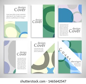 Set of A4 cover, abstract composition. Colorful header design for flyer, book, info banner frame, title sheet. Colored geometric shapes. Modern design. Brochure template layout. Vector illustration