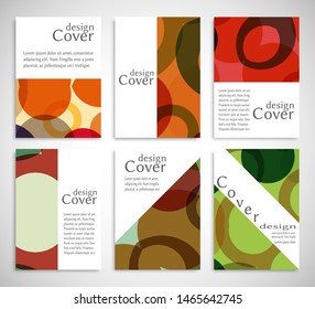 Set of A4 cover, abstract composition. Colorful header design for flyer, book, info banner frame, title sheet. Colored geometric shapes. Modern design. Brochure template layout. Vector illustration