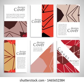 Set of A4 cover, abstract composition. Colorful header design for flyer, book, info banner frame, title sheet. Colored geometric shapes and lines. Modern design. Brochure template layout. Vector art