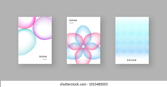Set of A4 covers in linear style. Abstract geometric backgrounds. Vector eps10