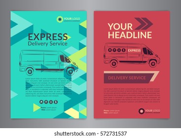 Set A4 Express Delivery Service Brochure Stock Vector (royalty Free 