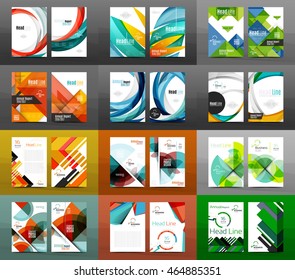 Set of A4 size annual report brochure covers, business corporate identity flyer templates. Modern minimal geometric design layouts