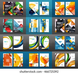 Set of A4 size annual report brochure covers, business corporate identity flyer templates. Modern minimal geometric design layouts