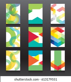 Set of A4 size annual report brochure covers, business corporate identity flyer templates. Modern minimal geometric design layouts vector illustration. 