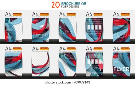 Set of A4 size business brochure or annual report covers. Vector abstract backgrounds