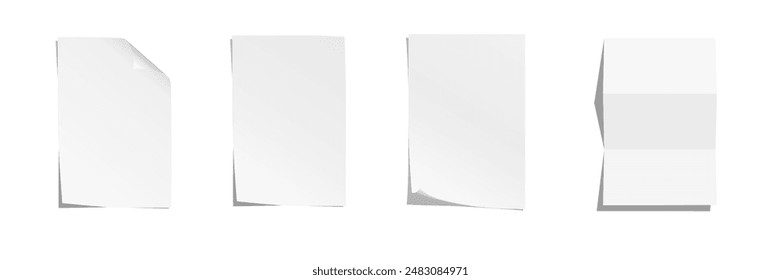 Set of A4 sized sheets of paper. Vector illustration.