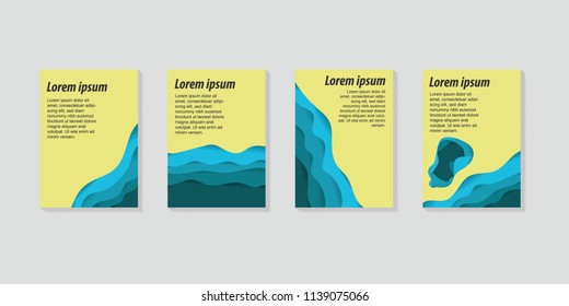 Set A4 template background vector modern posters, banners, flyers, abstract design branding advertising paper cut cover illustration emblem isolated 3D 

