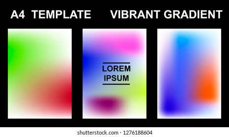 Set of a4 Vector EPS 10 illustration Gradient Background Texture. Template for design, banner, flyer, business card, poster, wallpaper, brochure, smartphone screen, mobile app