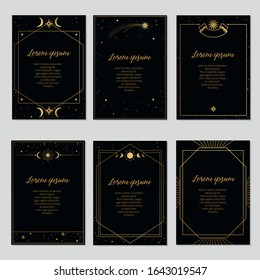 Set of A4 vector templates in retro style. Golden frames with stars