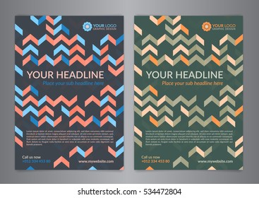 Set A5, A4 Business brochure flyer design layout template with zigzag pattern. Leaflet cover presentation, Modern Backgrounds. Vector illustration.