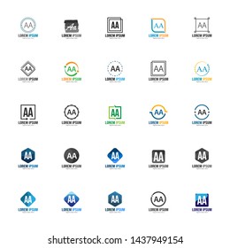 Set of AA Letter Logo Design. Creative Modern AA Letters Icon Illustration