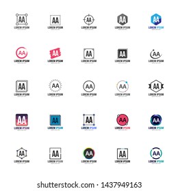 Set of AA Letter Logo Design. Creative Modern AA Letters Icon Illustration