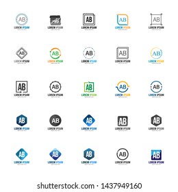 Set of AB Letter Logo Design. Creative Modern AB Letters Icon Illustration