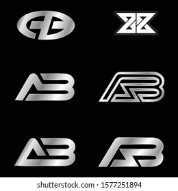 set AB letter Type Logo Design. set AB Logo vector Template.