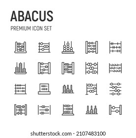 Set of abacus line icons. Premium pack of signs in trendy style. Pixel perfect objects for UI, apps and web.
