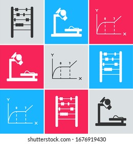 Set Abacus, Microscope and Pie chart infographic icon. Vector