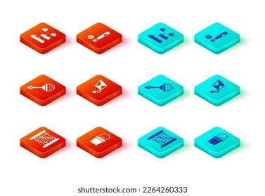 Set Abacus, Sand in bucket, Rattle baby toy, Kite, Baseball bat with ball and Toy building block bricks icon. Vector