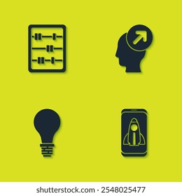 Set Abacus, Startup project concept, Light bulb with of idea and Head hunting icon. Vector