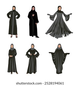 Conjunto de Abaya Mulher Figura silhueta ilustração Vol 02