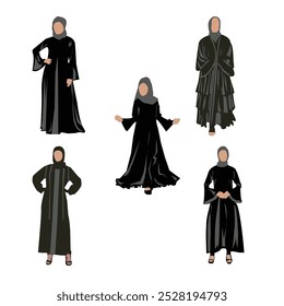 Set of Abaya Woman Figure silhouette Illustration Vol 03