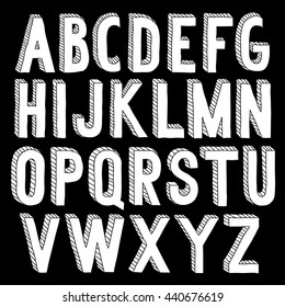 set of ABC letters. hand drawn graphic font. vector cartoon alphabet. 
