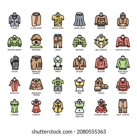 Set of About clothes - apparel thin line icons for any web and app project. 