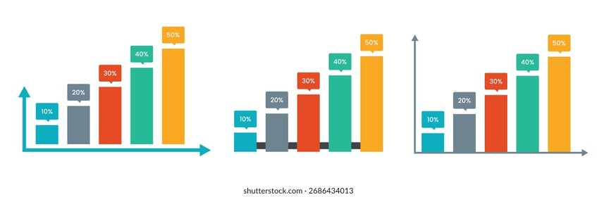 Set of about graph business chart, Illustration of bar graph, line graph, pie graph. Bar Chart With The Percentage Of Sales PowerPoint. Vector set charting on dashboard. vector design