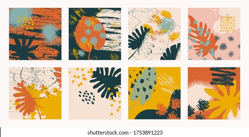 Set of abstact fluid tropical summer backgrounds.