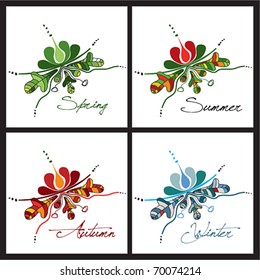 set of abstarct colored season leafs