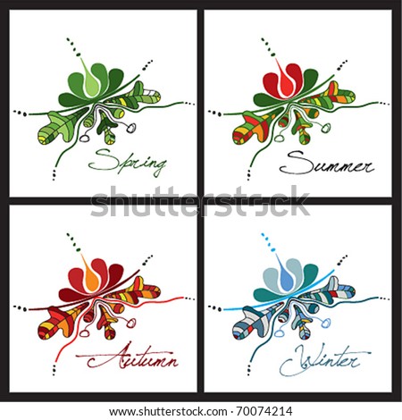 set of abstarct colored season leafs