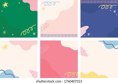 Set abstrac cute feed instagram background. modern art Scandinavian design style. Chic pastel background. Hand drawn Abstract  Organic shapes backround for instagram.  - Shutterstock ID 1760407313