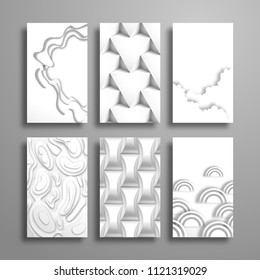 A set of abstract 3d backgrounds for design. Volumetric geometric and fantasy patterns. Realistic shadows.