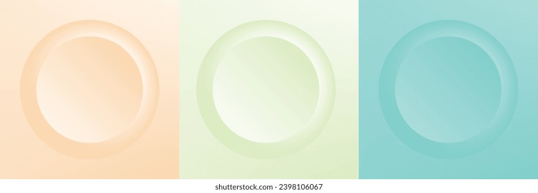 Conjunto de diseño abstracto de cuadro de círculo 3d de color para productos cosméticos. Colección de fondo geométrico de color de moda con espacio de copia. Escena de vista superior. EPS10 vectores