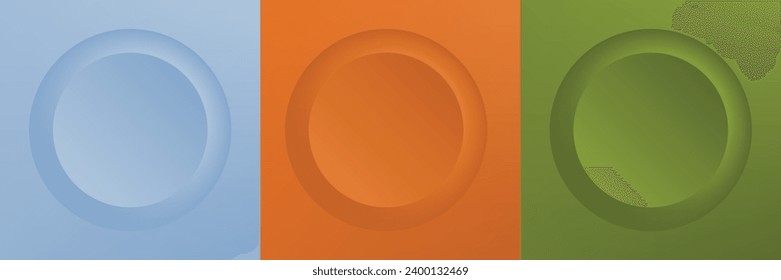 Set of abstract 3d beige, different color circle frame design for cosmetic product. Collection of trendy color geometric background with copy space. Top view scene. Vector EPS10