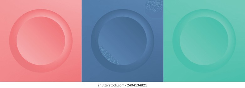 Conjunto de diseño abstracto de cuadro de círculo 3d de color para productos cosméticos. Colección de fondo geométrico de color de moda con espacio de copia. Escena de vista superior. EPS10 vectores