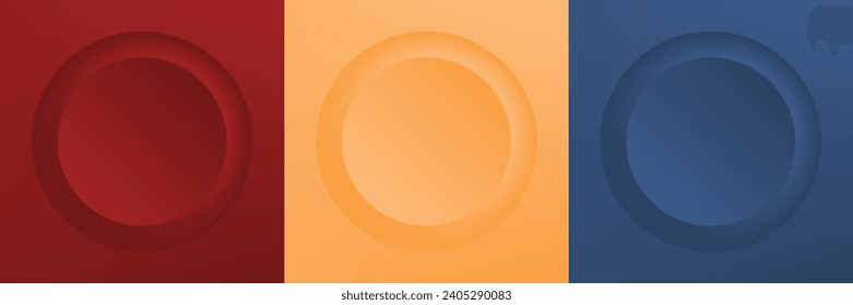 Conjunto de diseño abstracto de cuadro de círculo 3d de color para productos cosméticos. Colección de fondo geométrico de color de moda con espacio de copia. Escena de vista superior. EPS10 vectores