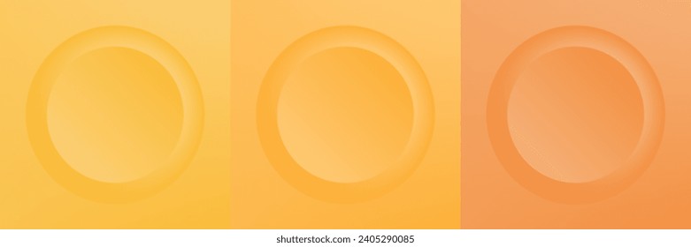 Set of abstract 3d beige, different color circle frame design for cosmetic product. Collection of trendy color geometric background with copy space. Top view scene. Vector EPS10