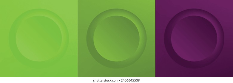 Set of abstract 3d beige, different color circle frame design for cosmetic product. Collection of trendy color geometric background with copy space. Top view scene. Vector EPS10