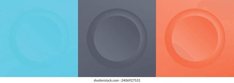 Set of abstract 3d beige, different color circle frame design for cosmetic product. Collection of trendy color geometric background with copy space. Top view scene. Vector EPS10