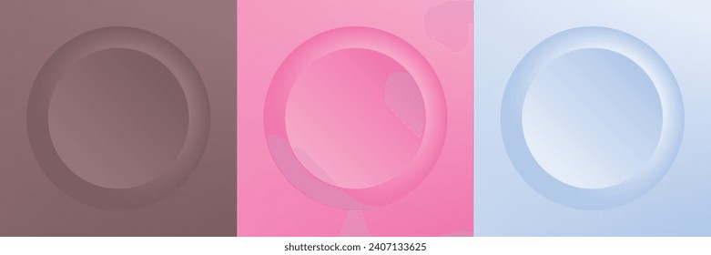 Conjunto de diseño abstracto de cuadro de círculo 3d de color para productos cosméticos. Colección de fondo geométrico de color de moda con espacio de copia. Escena de vista superior. EPS10 vectores