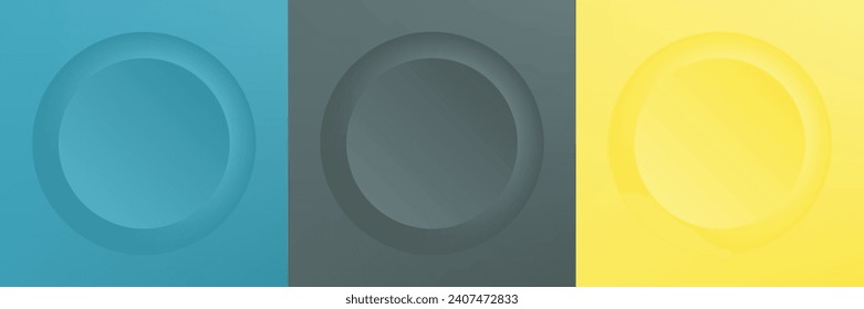 Set of abstract 3d beige, different color circle frame design for cosmetic product. Collection of trendy color geometric background with copy space. Top view scene. Vector EPS10