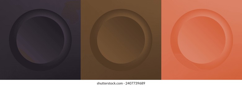 Set of abstract 3d beige, different color circle frame design for cosmetic product. Collection of trendy color geometric background with copy space. Top view scene. Vector EPS10