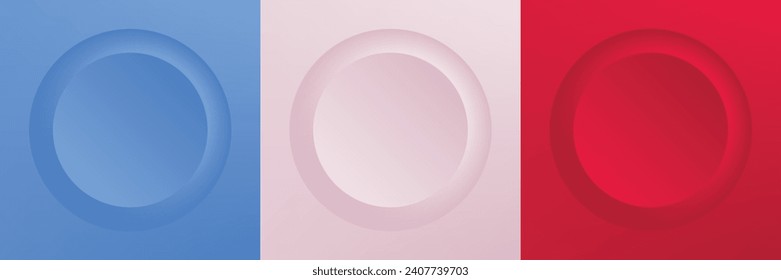 Set of abstract 3d beige, different color circle frame design for cosmetic product. Collection of trendy color geometric background with copy space. Top view scene. Vector EPS10