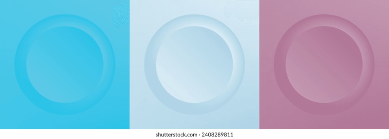 Set of abstract 3d beige, different color circle frame design for cosmetic product. Collection of trendy color geometric background with copy space. Top view scene. Vector EPS10