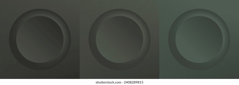 Set of abstract 3d beige, different color circle frame design for cosmetic product. Collection of trendy color geometric background with copy space. Top view scene. Vector EPS10
